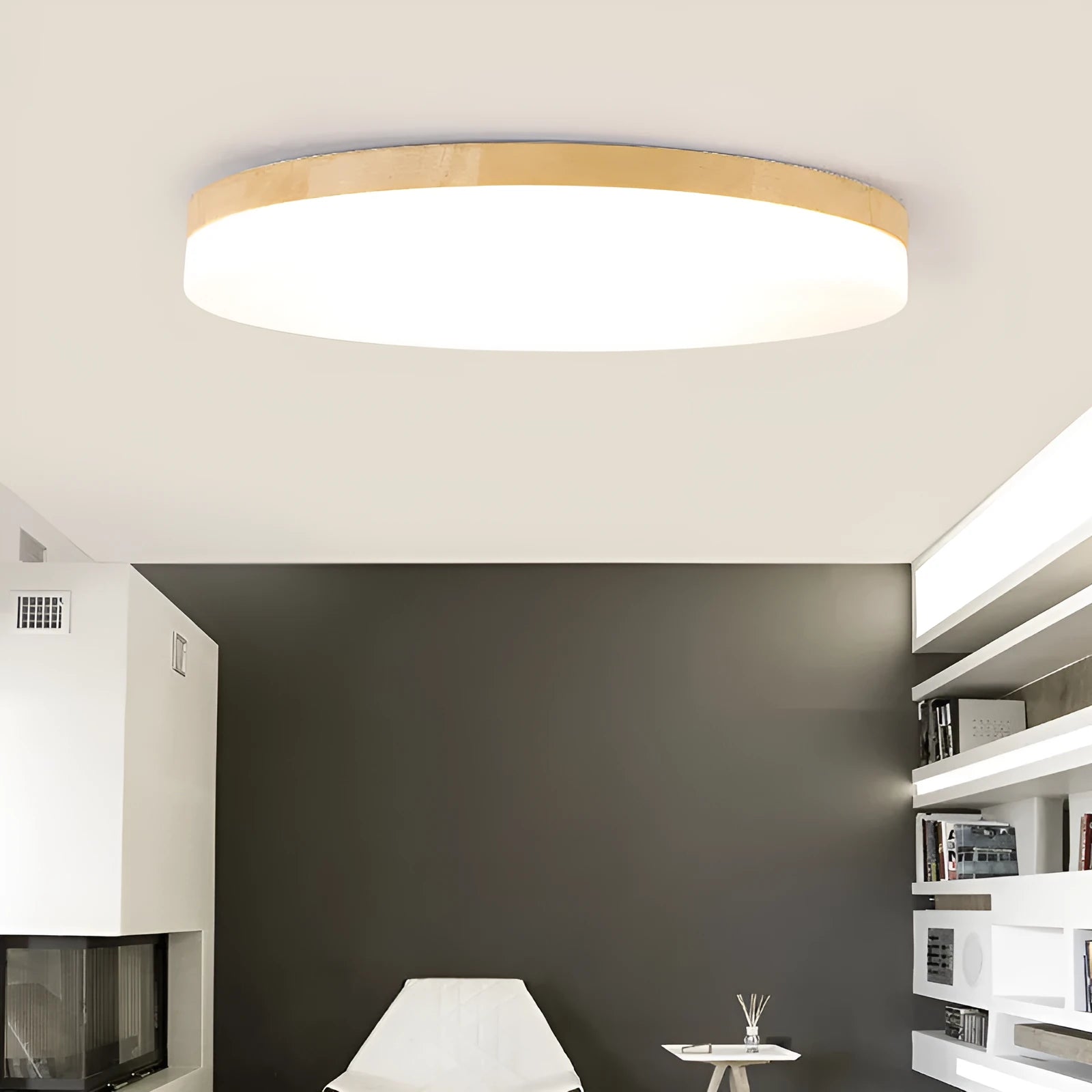 Japanese minimalist LED ceiling lamp with wood art body and acrylic shade