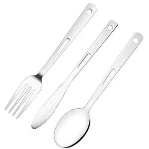 16 piece outdoor camping tableware set with forks and spoons in black finish