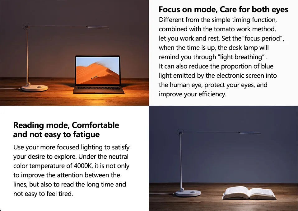 ProLED folding smart desk lamp with adjustable colour temperature on a bedroom desk