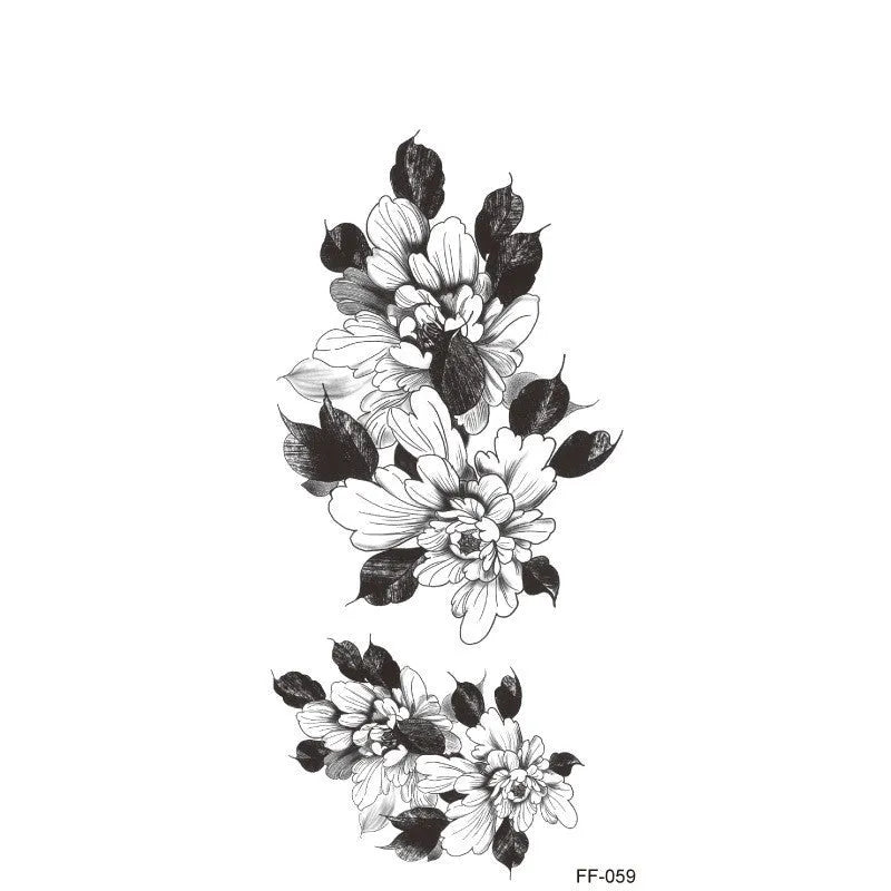 Plain flower tattoo sticker with geometry pattern using water transfer printing in multiple style options