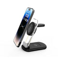 Transparent folding magnetic wireless charger in black showing its compact folded size.