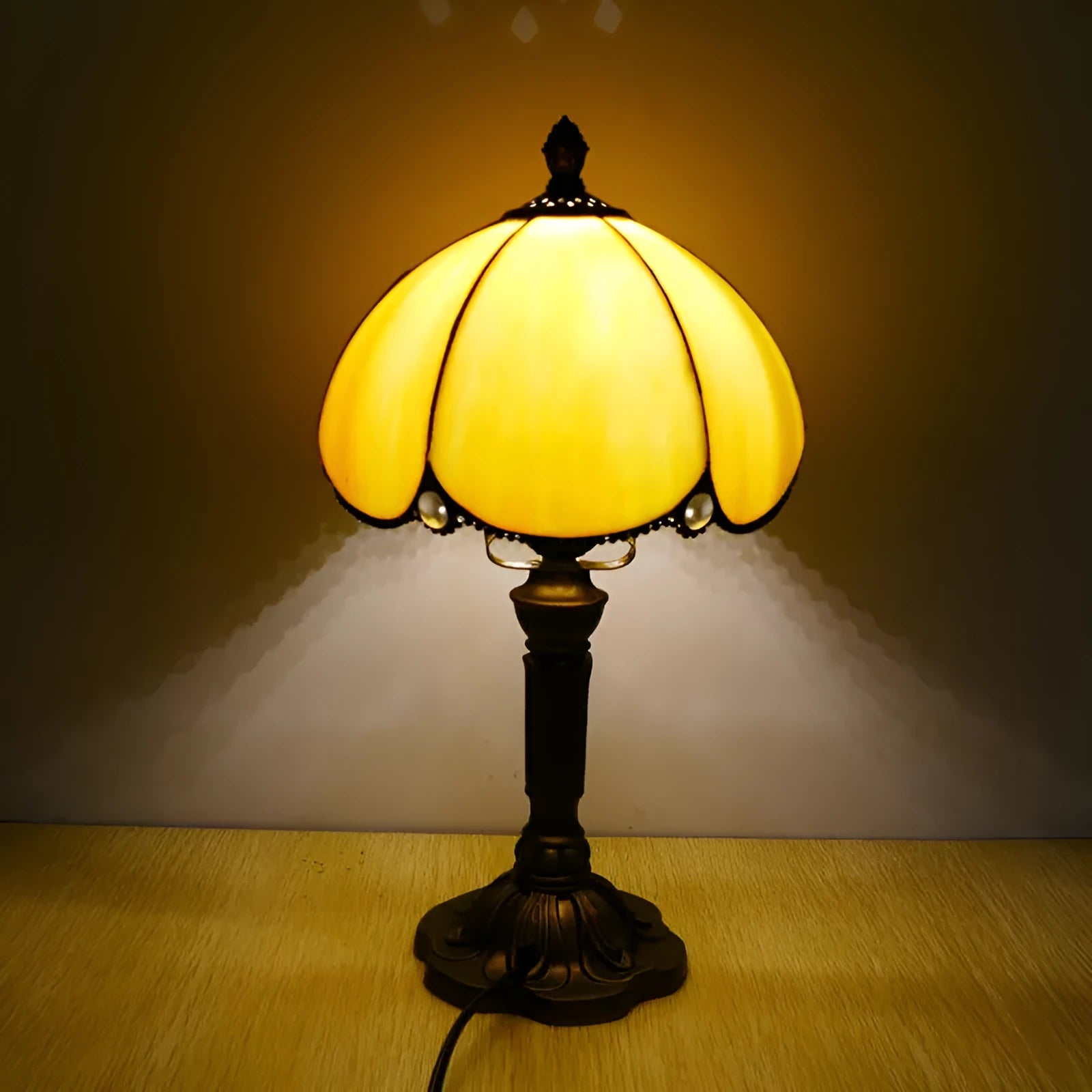 20cm beige simple modern bedside lamp with creative art lighting design