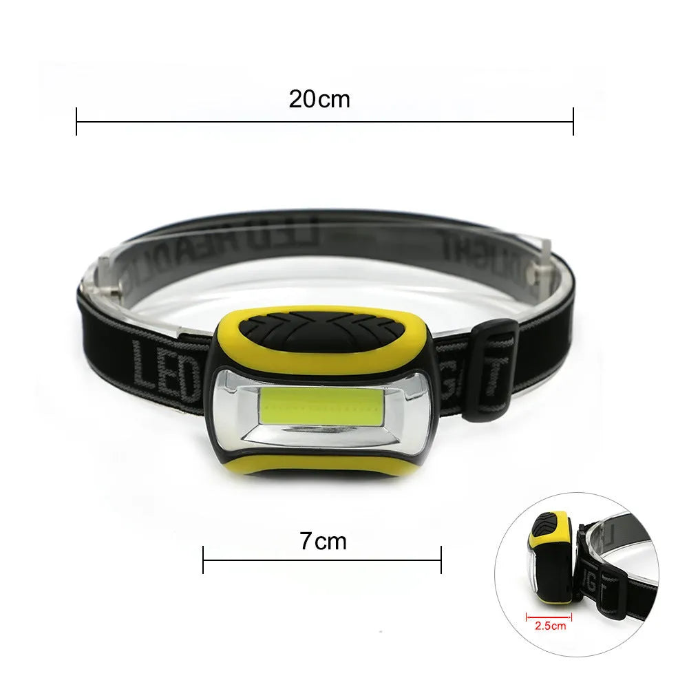 Yellow plastic three-speed COB LED headlamp for outdoor activities