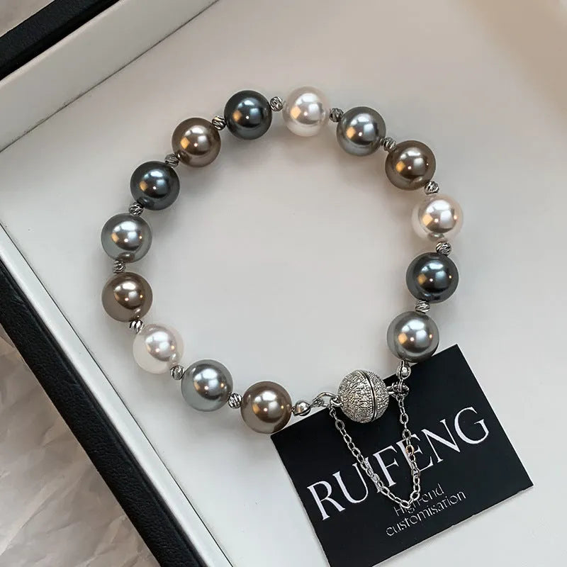 Women's magnetic buckle bracelet RF1034 silver real gold plated geometric shape affordable luxury