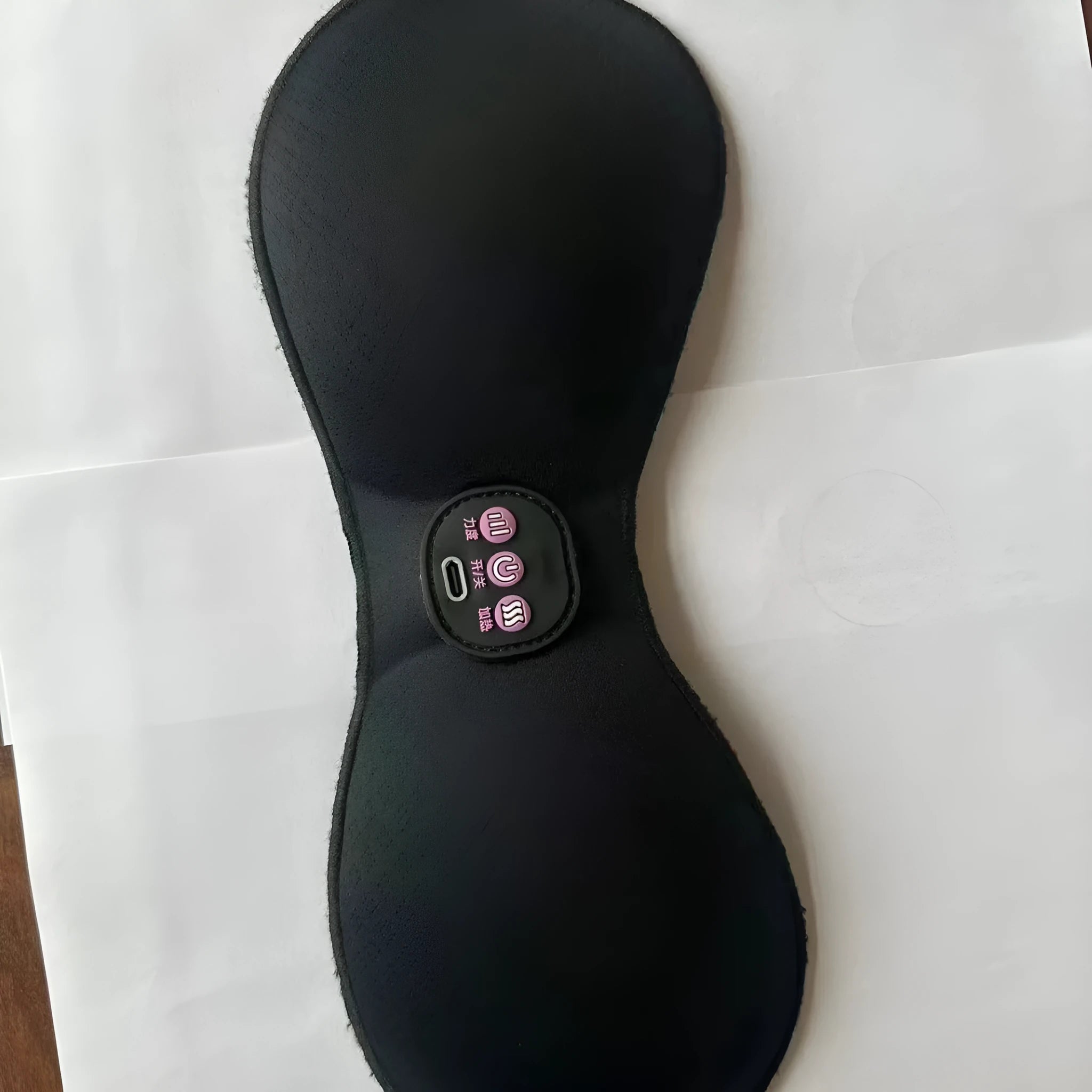 Black electric massage bra inner cushion with chest stickers and English control liner