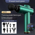 Massage gun with brushless motor, USB charging, dark gray or dark green, 4 or 8 heads, 36dB low noise