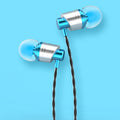 Black wired in-ear earphones with a 3.5mm plug, silicone earpieces, and a built-in microphone on the cable.