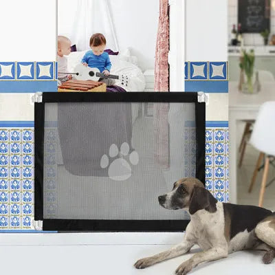 Portable black dog gate fence 80cm high 100cm wide assembled for household pet safety