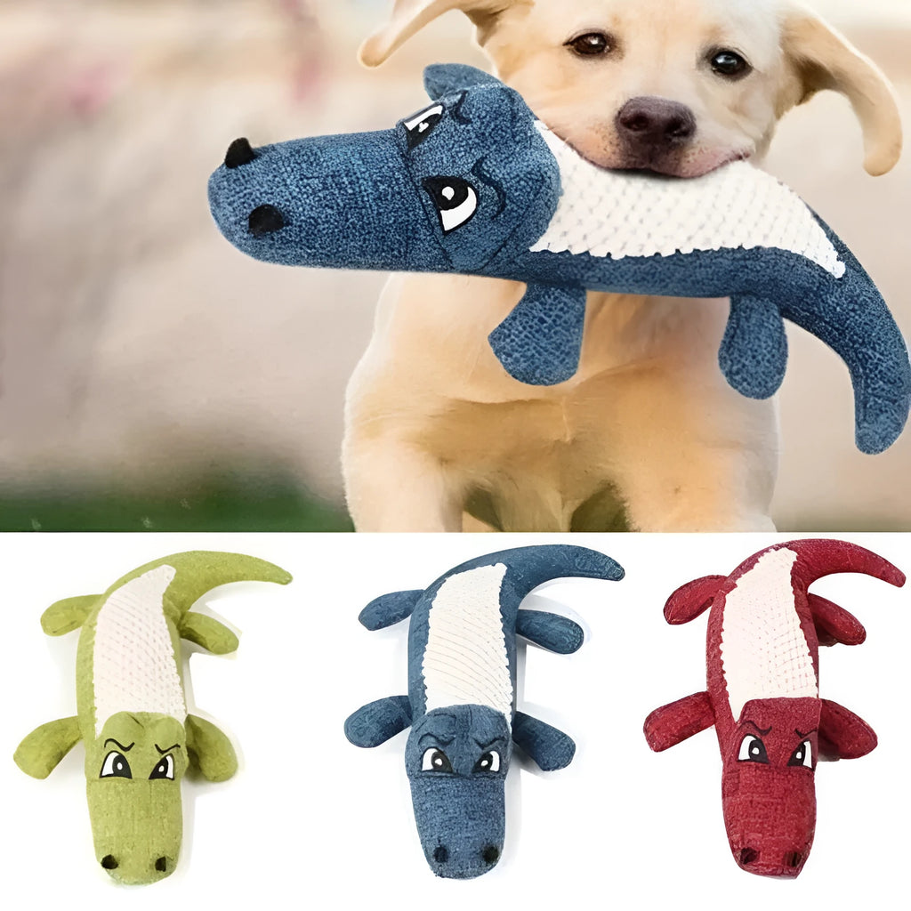 Blue, green, and red pet plush toy with corn grid texture for biting and chewing