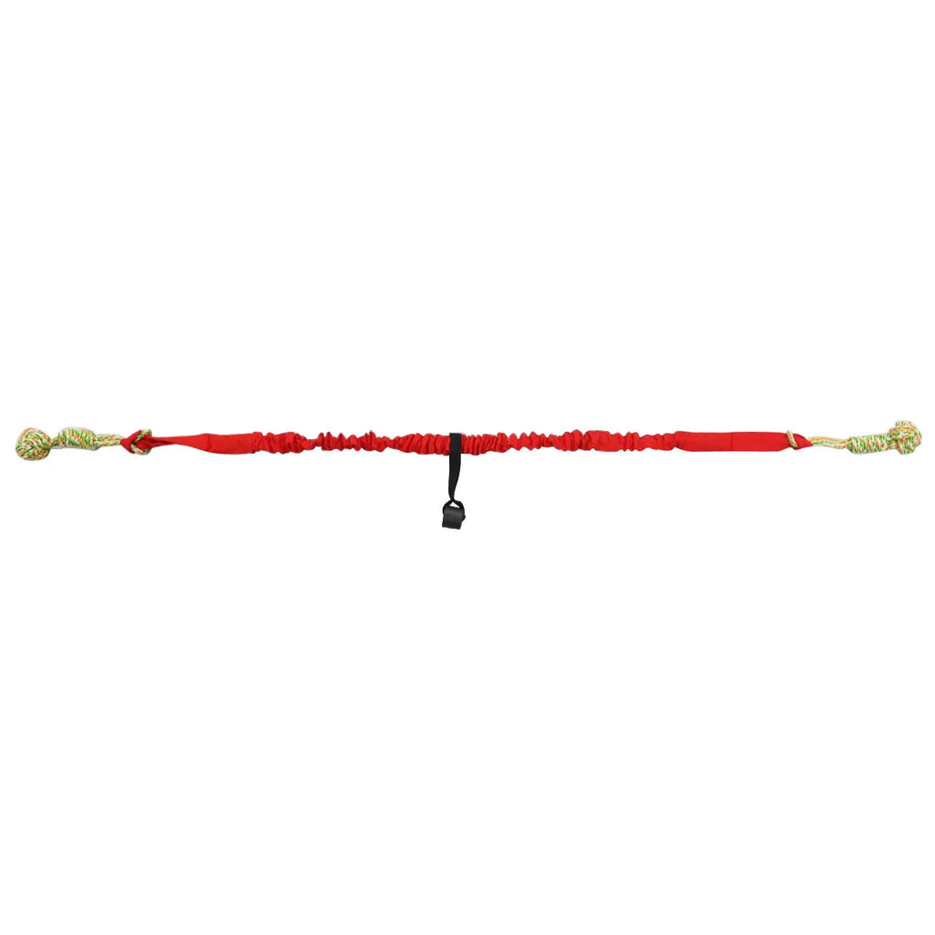 A woven cotton thread dog tug-of-war rope toy shown in black, grey and red colour options.
