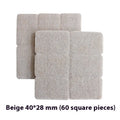 Beige plastic furniture protection pads in five sizes including round and square options