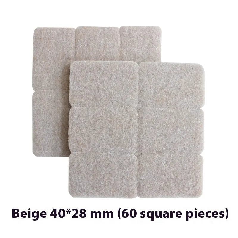 Beige plastic furniture protection pads in five sizes including round and square options