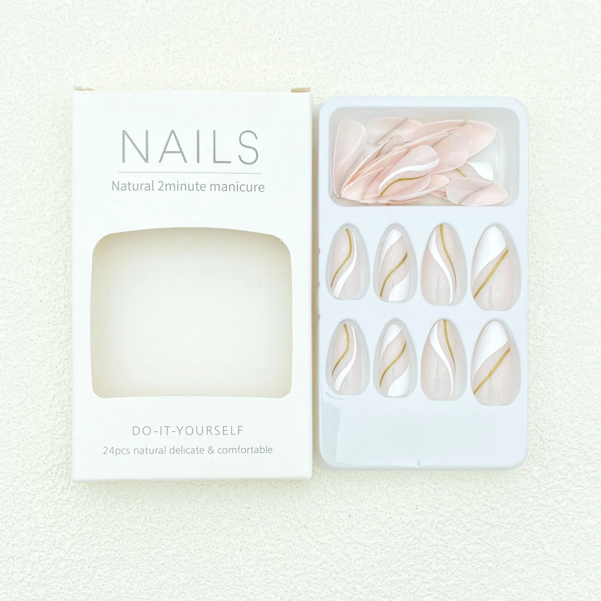 Golden Lines plaid pattern nail stickers in JF0518 colour, medium drop shape on plastic sheet.