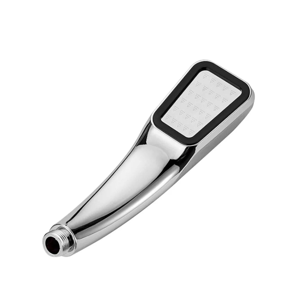Orange hand-held pressurised shower head with rain spray function