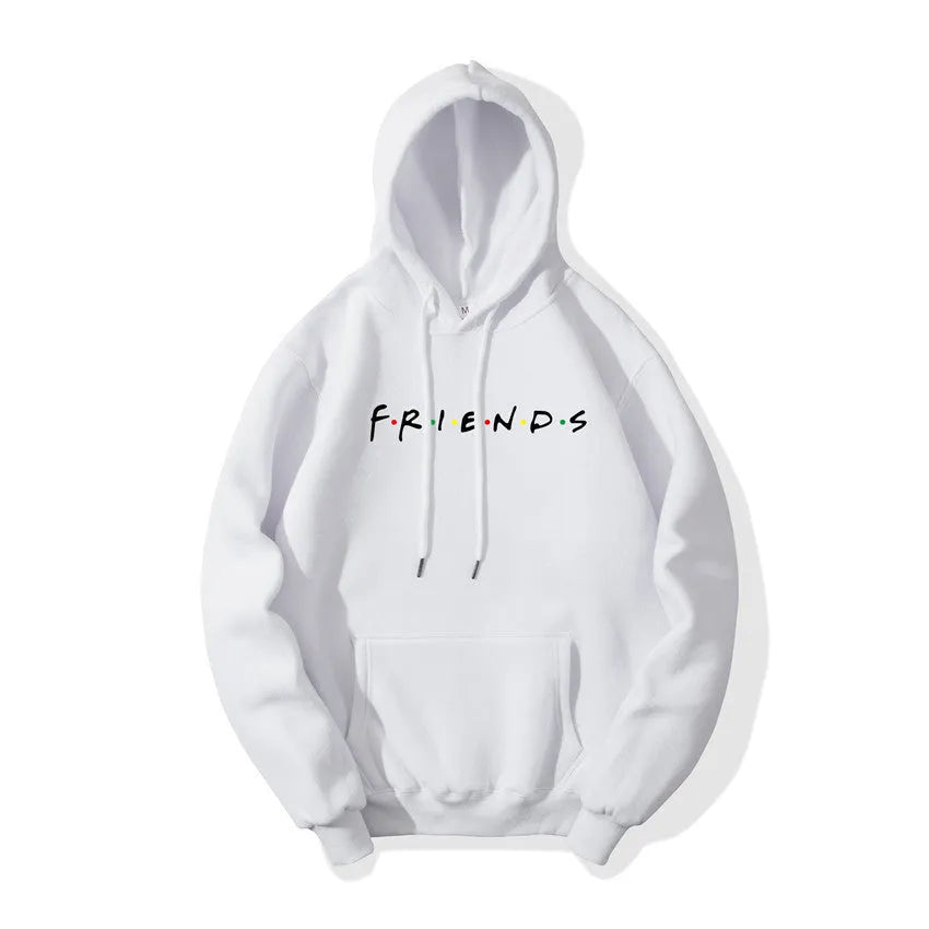 Letter printed plush hoodie in black available in sizes S to 3XL