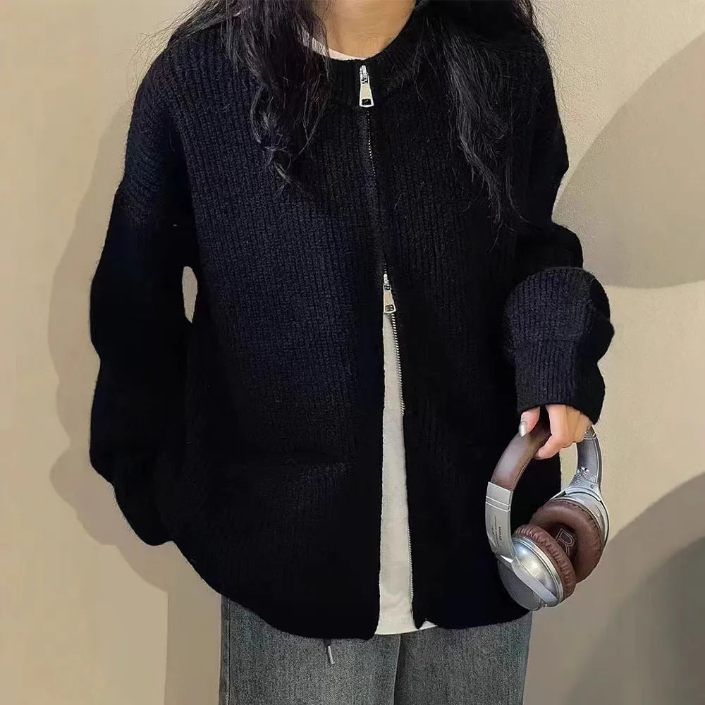 Beige women's cardigan-style sweater coat with long sleeves made from soft viscose.