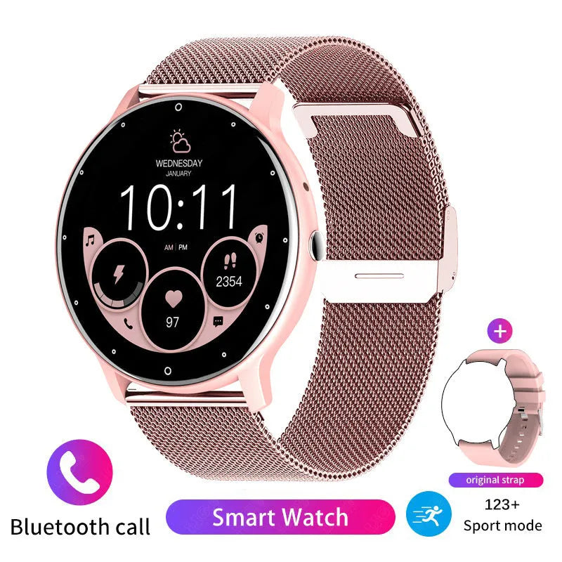 Call ZL02PRO Smart Watch in black with AMOLED screen showing heart rate data, wrist wearing pose