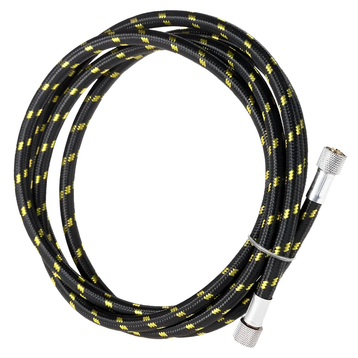 Black braided nylon airbrush hose, 1.8m length, 1/8 inch diameter, for connecting airbrush to compressor.