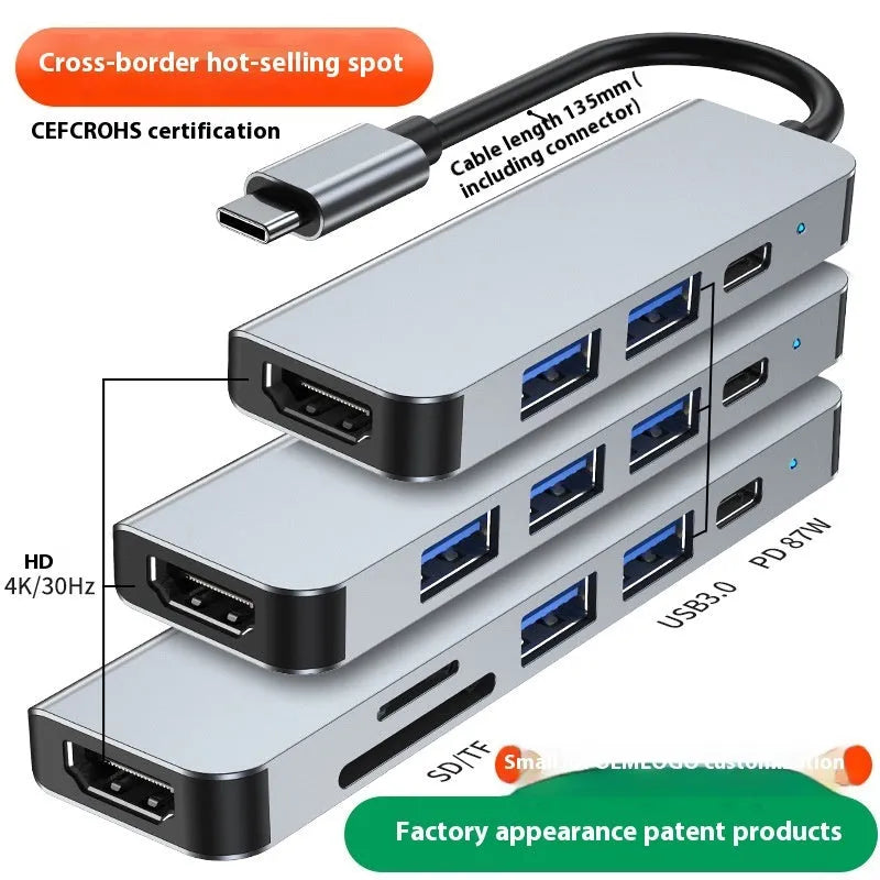Portable USB-C expansion dock for notebook and tablet with compact 13.5cm design