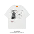 Men's black loose fit cotton T-shirt with white hip hop letter print and raglan sleeves
