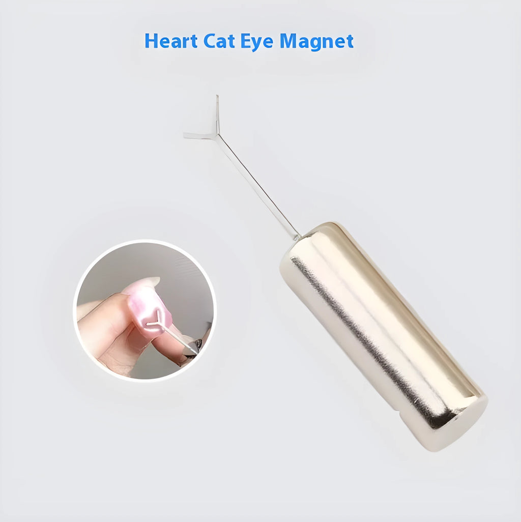 Manicure magnet tool with cylindrical magnet and Y-shaped bracket for cat eye nail polish effects