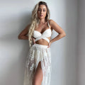 Three-piece backless push up bikini set in polyester fabric
