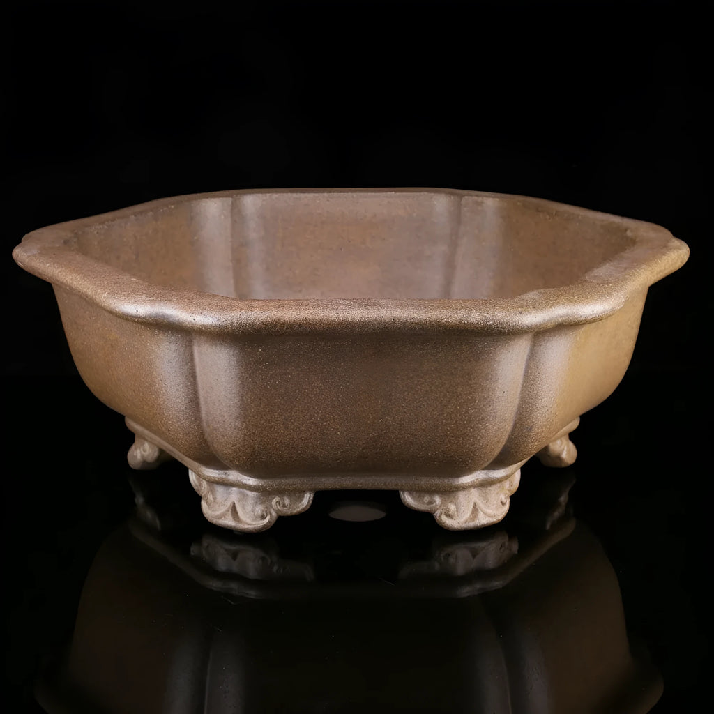 Handmade purple sand flower pot with six-sided design in large hexagonal or begonia basin style