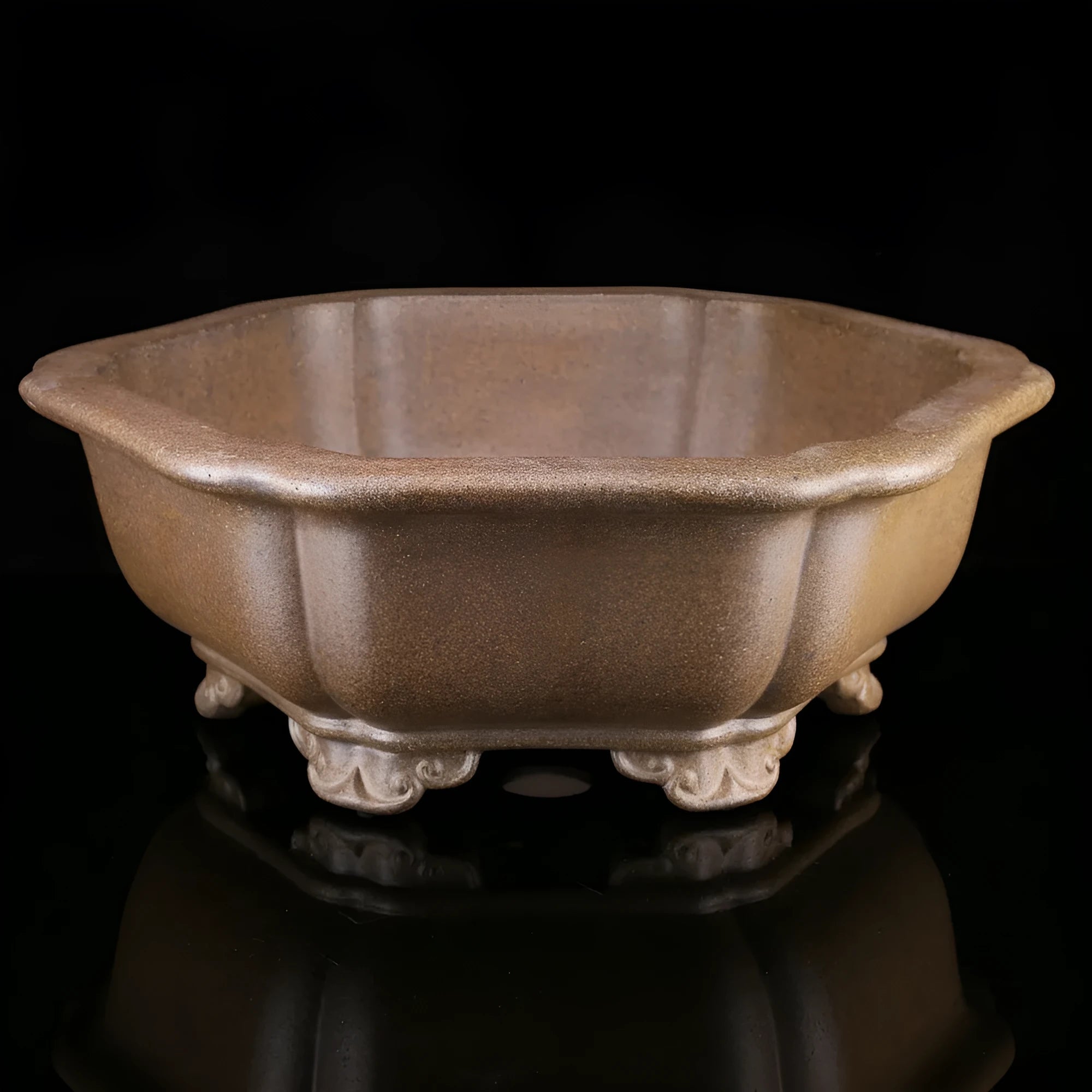 Handmade purple sand flower pot with six-sided design in large hexagonal or begonia basin style