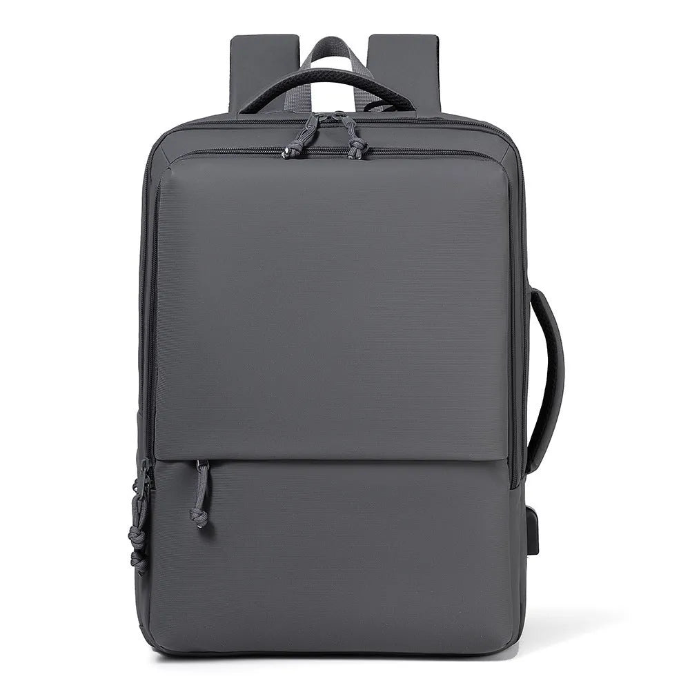 Green Oxford cloth waterproof backpack with air pillow belt straps, shown with 45x34x18cm dimensions.