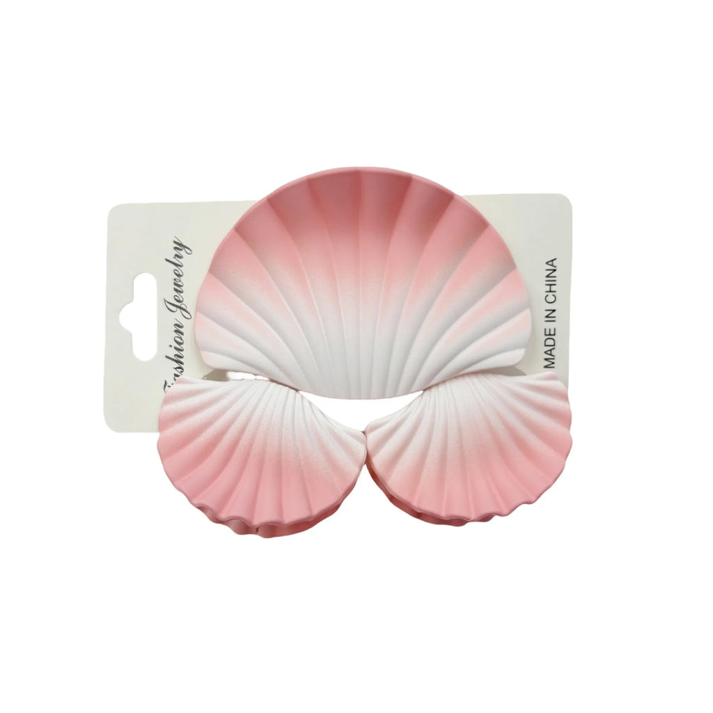 Gradient frosted hair clip set three plastic clips shell design multiple colour options