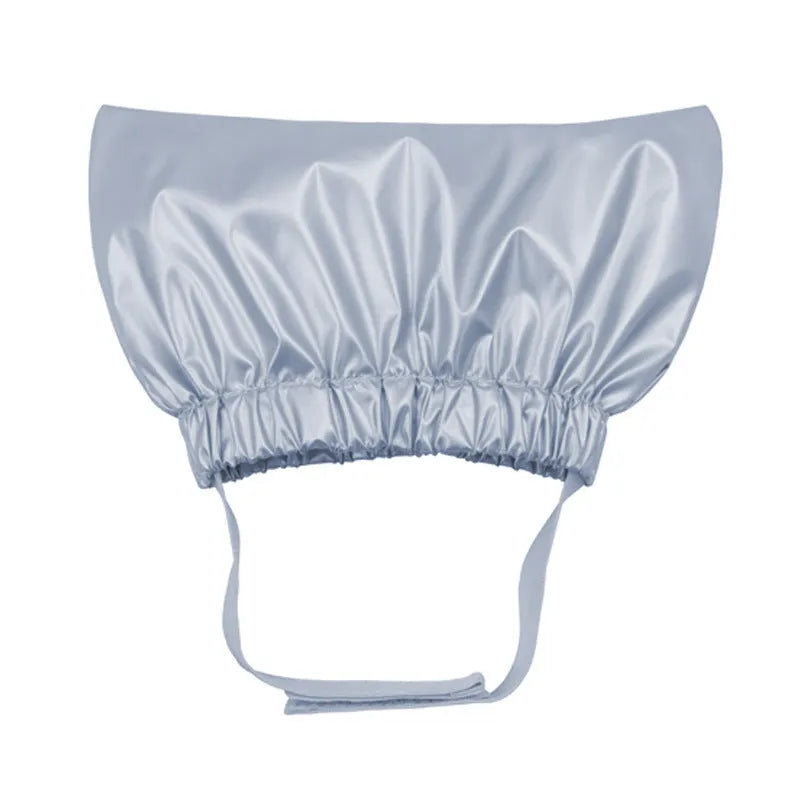 Adjustable waterproof shower cap for dogs and cats in silver, pink, or gold.