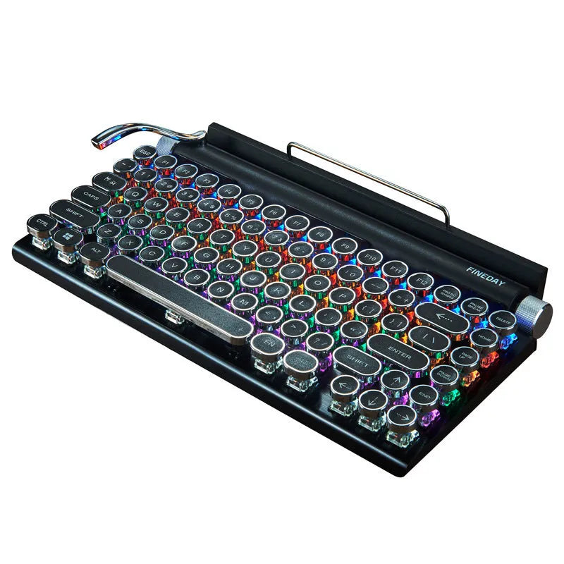 Black Dot retro typewriter mechanical keyboard with Bluetooth and seven-colour backlight