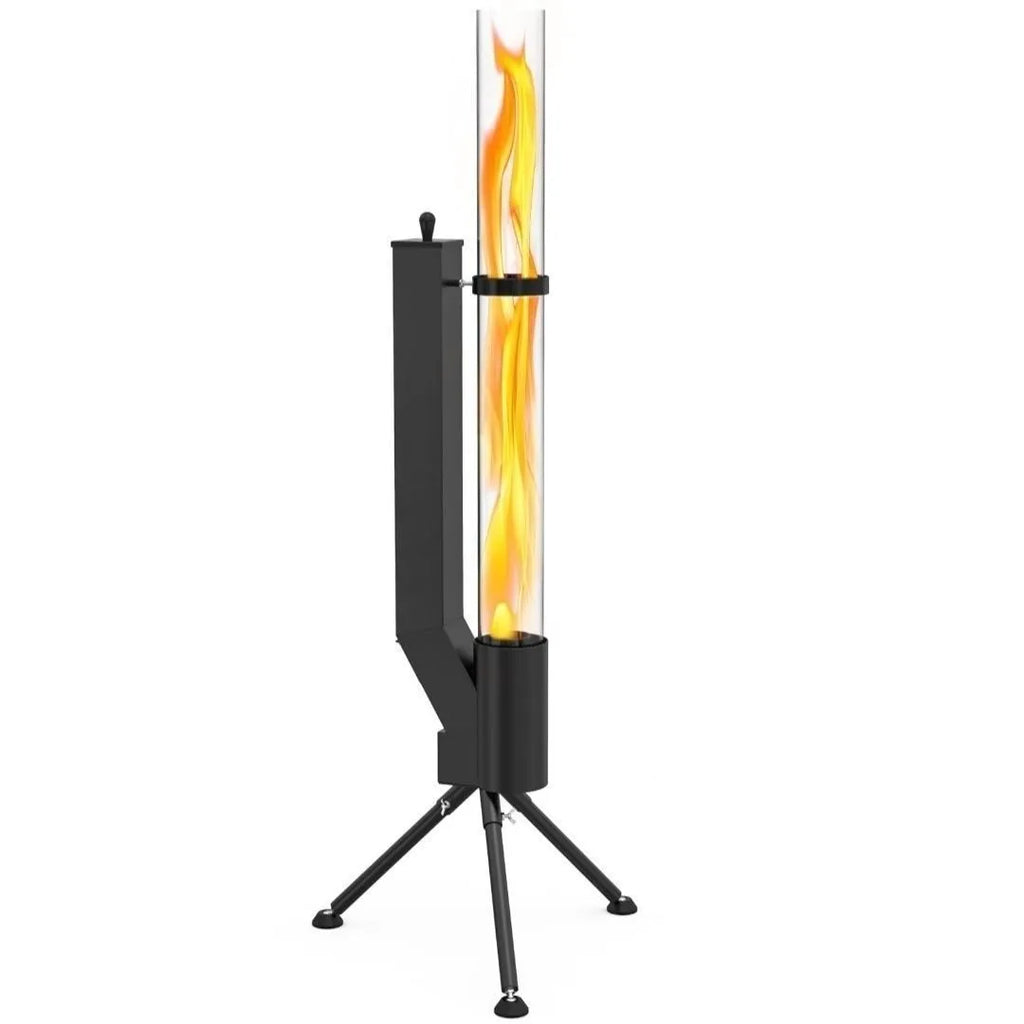 Vertical wood burning rocket furnace heating stove with cast iron construction for courtyard use