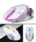 Black and white wireless charging mouse with six buttons and silent click mechanism