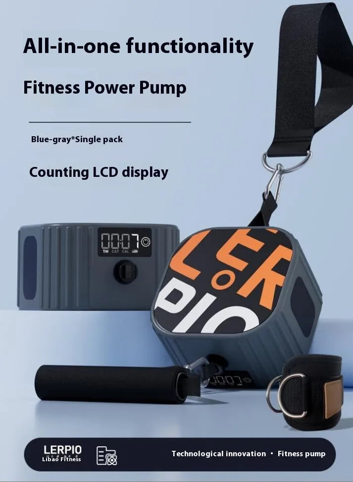 Adjustable fitness resistance tensioner with 2-20kg intelligent resistance system in blue grey colour