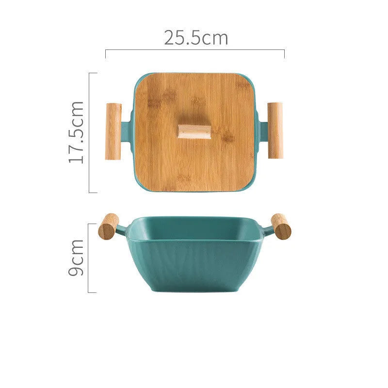 Creative irregular shaped porcelain bowl with matching lid in choice of four colours