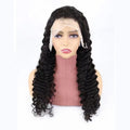 Solid colour human hair lace front wig showing half-handwoven construction and long length.