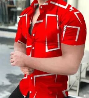Men's slim fit floral print beach shirt in polyester with 3D digital printing detail