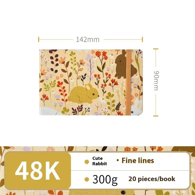 Feiluniao handmade fabric watercolour notebook with cotton paper, 185mm long, shown in a cover design option.