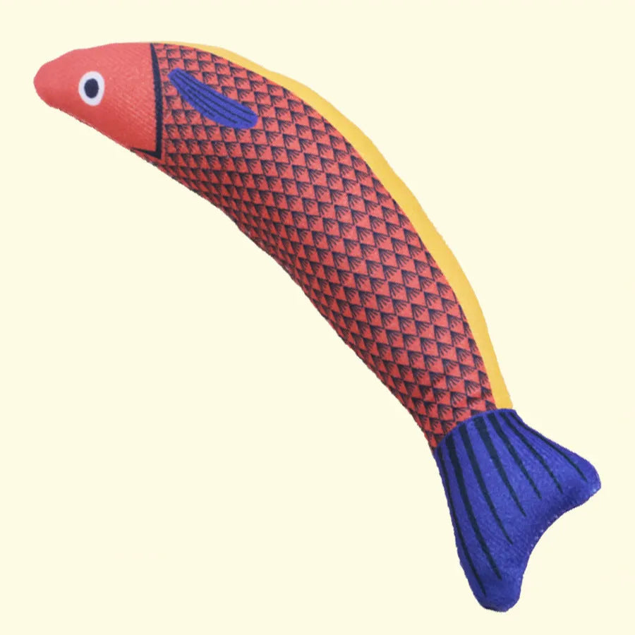 Green saury fish cat kicker toy with organic catnip filling measuring 24cm length