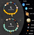 Two natural stone beaded bracelets from a twelve Zodiac sign jewellery set.