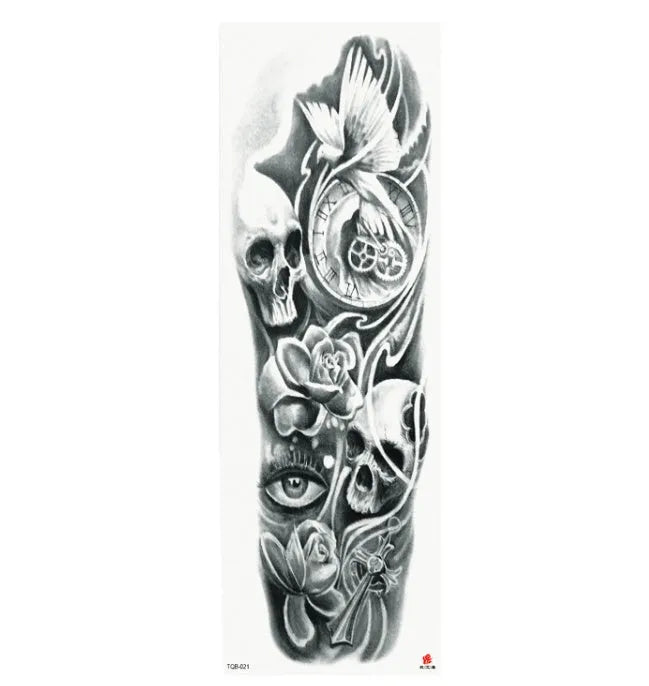Full arm waterproof tattoo sticker 480x170mm with transfer process semi-manual production
