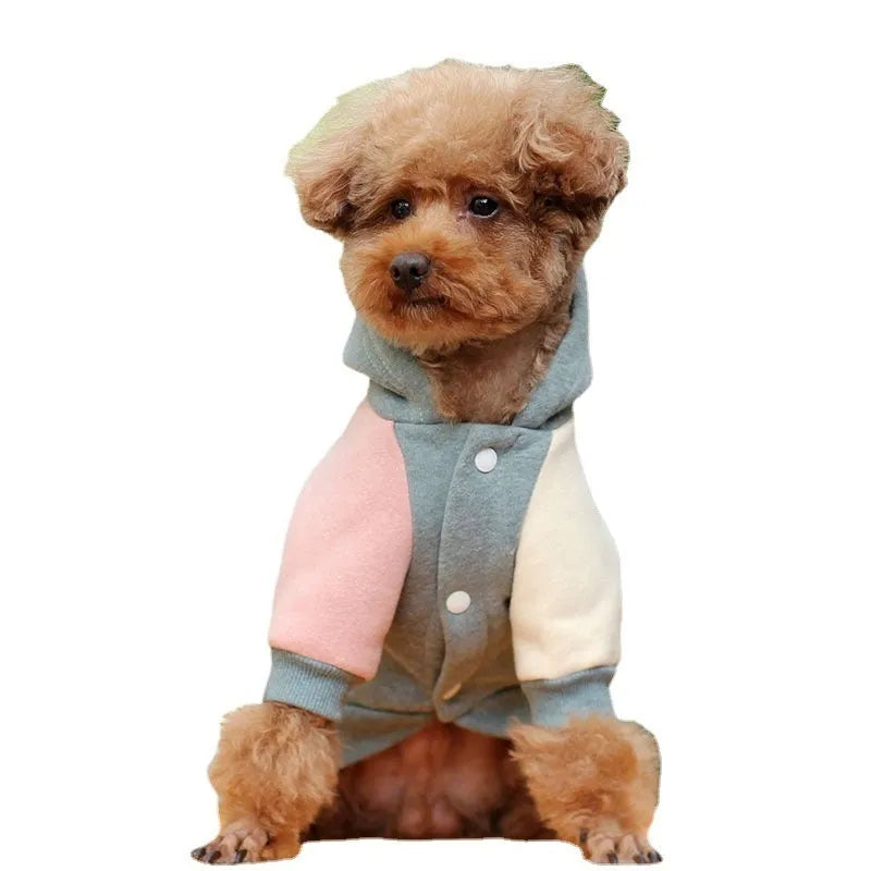 Brown cotton dog sweatshirt pet clothing shown on a canine model