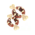 Natural rubber bone-shaped dog chew toy for teeth grinding, shown in large and small sizes.