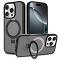 Magnetic drop-resistant phone case for iPhone 17 series with invisible bracket, black colour, TPU PC material