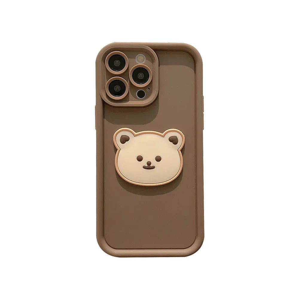 Khaki coffee cartoon bear soft silicone phone protector for Apple iPhone