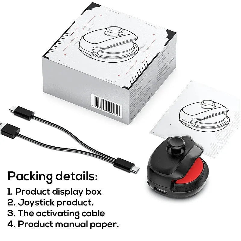 Black and white Mi Mo MB01 USB gaming stick controller on a grey surface, showing its 8.8cm square design.