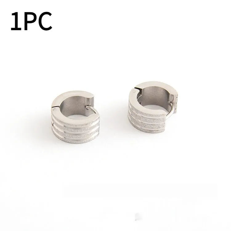 Geometric three-line frosted earrings in Korean style with titanium steel construction