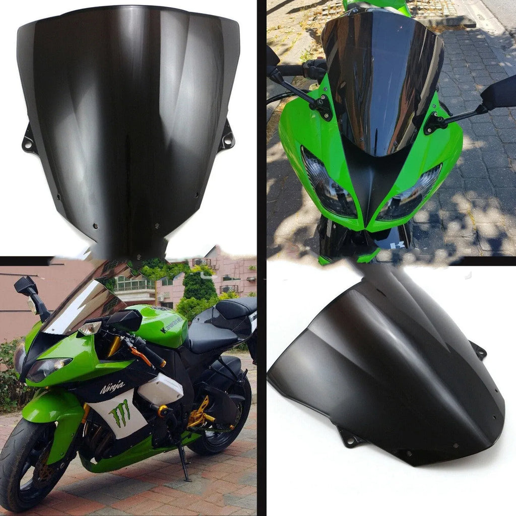 Blue tinted motorcycle windscreen for Kawasaki ZX-6R and ZX-10R models.