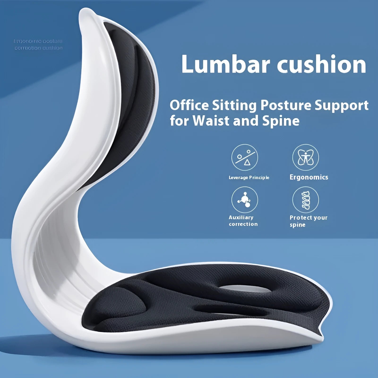 Memory foam chair backrest correction cushion in grey colour showing minimalist design
